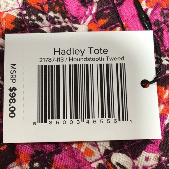 NWT Vera Bradley Hadley Tote with Phone Charger Pocket, Houndstooth Tweed - Picture 10 of 11